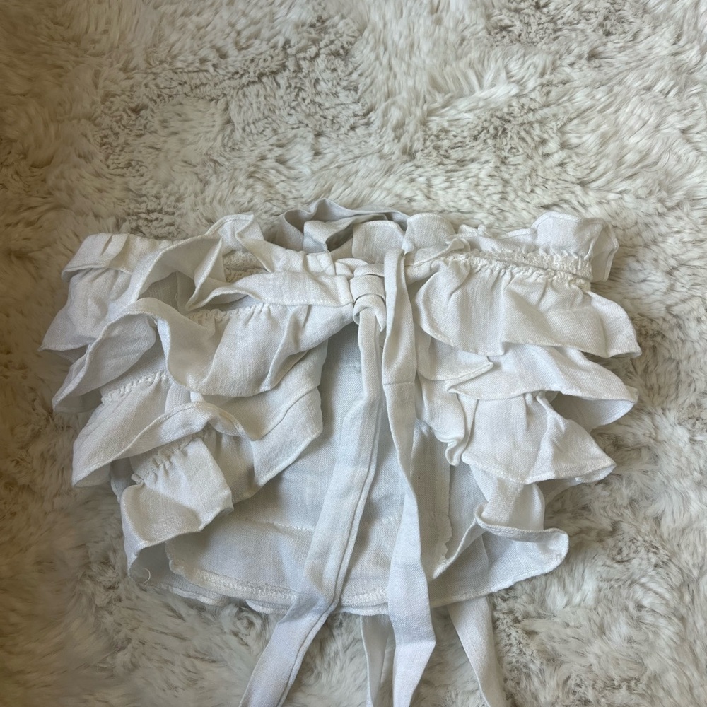 White Ruffled Tube Top - Picture 3 of 4